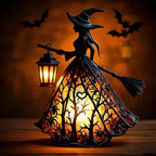 Halloween Decoratieve Lantaarn 30cm Gotisch LED Lamp Zwart Oranje Heksenlamp voor Feest Veranda Tafel Decoratie Mystieke Sfeer | Sansoti 0