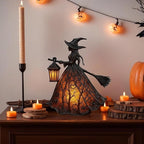Halloween Decoratieve Lantaarn 30cm Gotisch LED Lamp Zwart Oranje Heksenlamp voor Feest Veranda Tafel Decoratie Mystieke Sfeer | Sansoti 1