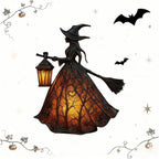 Halloween Decoratieve Lantaarn 30cm Gotisch LED Lamp Zwart Oranje Heksenlamp voor Feest Veranda Tafel Decoratie Mystieke Sfeer | Sansoti 6