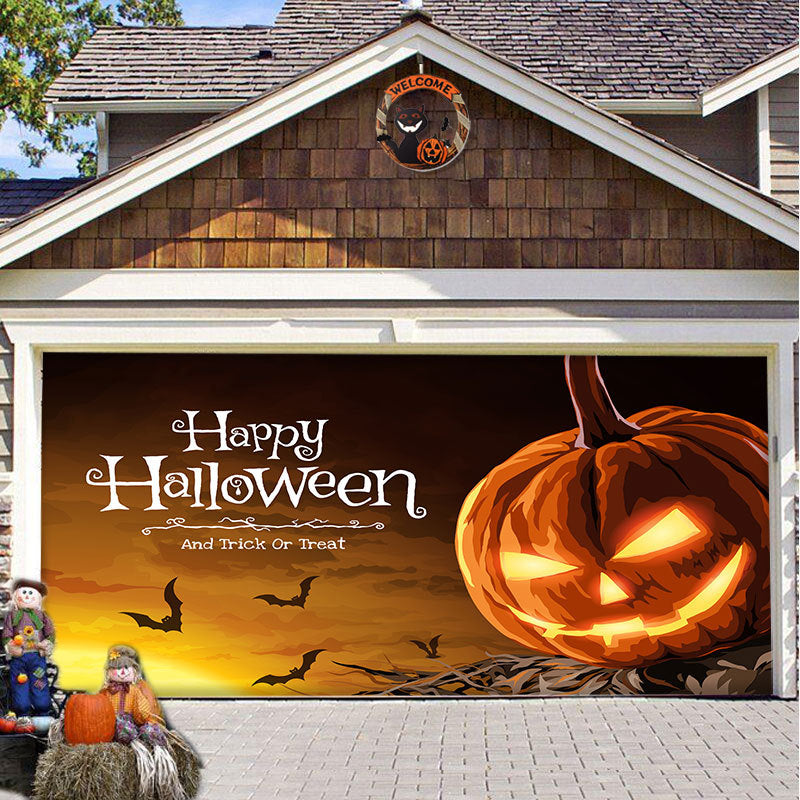 Halloween Garagedeur Decoratie Spookachtige Bedrukking Schaduwdoek Herbruikbaar Horror Sfeer Doek Waterdicht Buiten Feestversiering | Sansoti 5