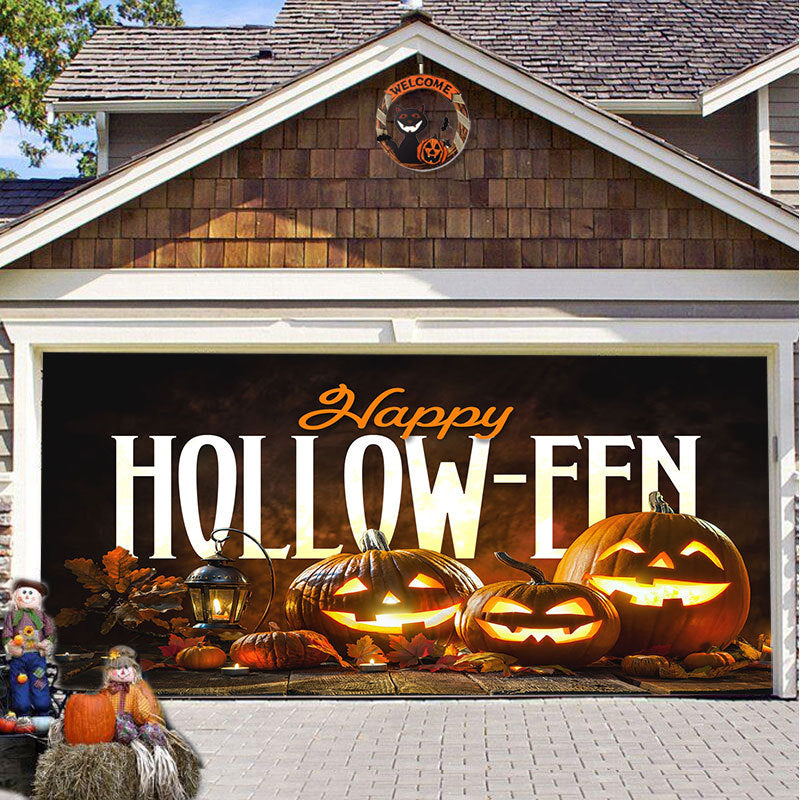Halloween Garagedeur Decoratie Spookachtige Bedrukking Schaduwdoek Herbruikbaar Horror Sfeer Doek Waterdicht Buiten Feestversiering | Sansoti 9
