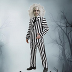 Halloween Kostuum Zwart Witte Gestreepte Pak 0
