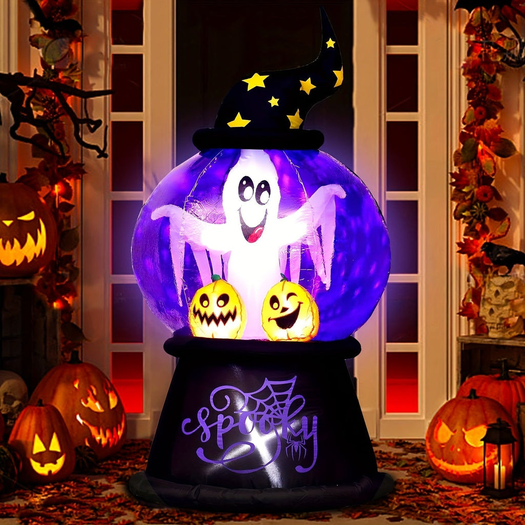 Halloween Opblaasbare Globe Decoratie met Verlichte Geest | Spooky Ghost LED Display 1