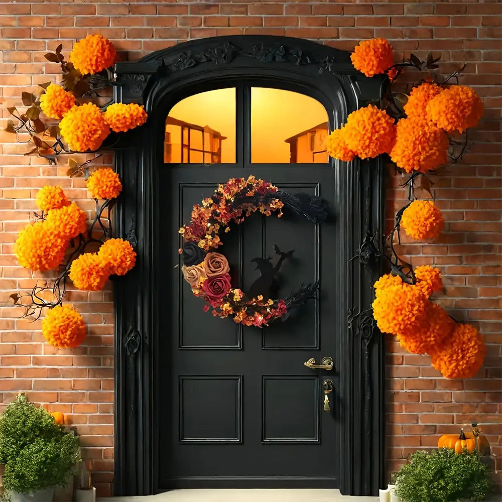 Halloween Rustieke Heks Bloem Wreath | Halvemaan Deur Decor 2