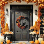 Halloween Rustieke Heks Bloem Wreath | Halvemaan Deur Decor 3