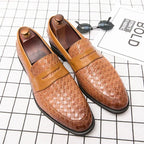 Handcrafted Black Loafers for Women - Woven Leather, Cushioned Footbed, Almond Toe 1