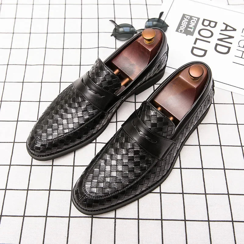 Handcrafted Black Loafers for Women - Woven Leather, Cushioned Footbed, Almond Toe 3