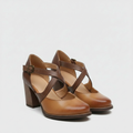 Heels - Closed toe - Block heel - Leather sandals - Women's sandals 0