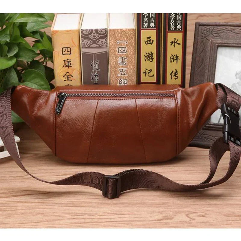 Kalsten | Genuine Cowhide Leather Waist Bag for Men – Large Capacity Fanny Pack, Belt & Crossbody Travel Bag 4