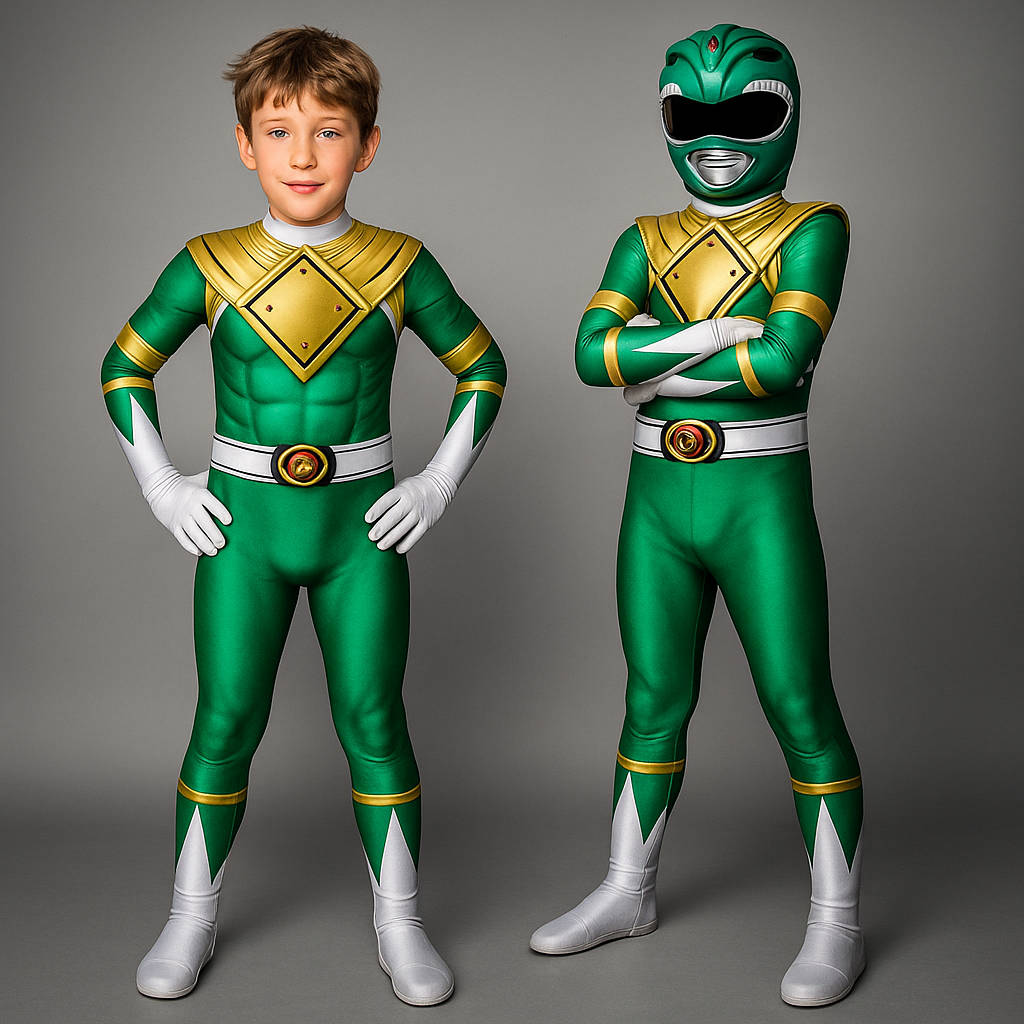 Kids Superhero Costume – Muscle Print Jumpsuit with Mask & Detachable Hood 2