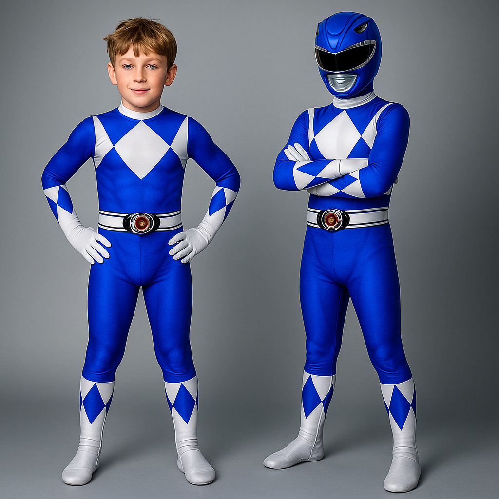 Kids Superhero Costume – Muscle Print Jumpsuit with Mask & Detachable Hood 3