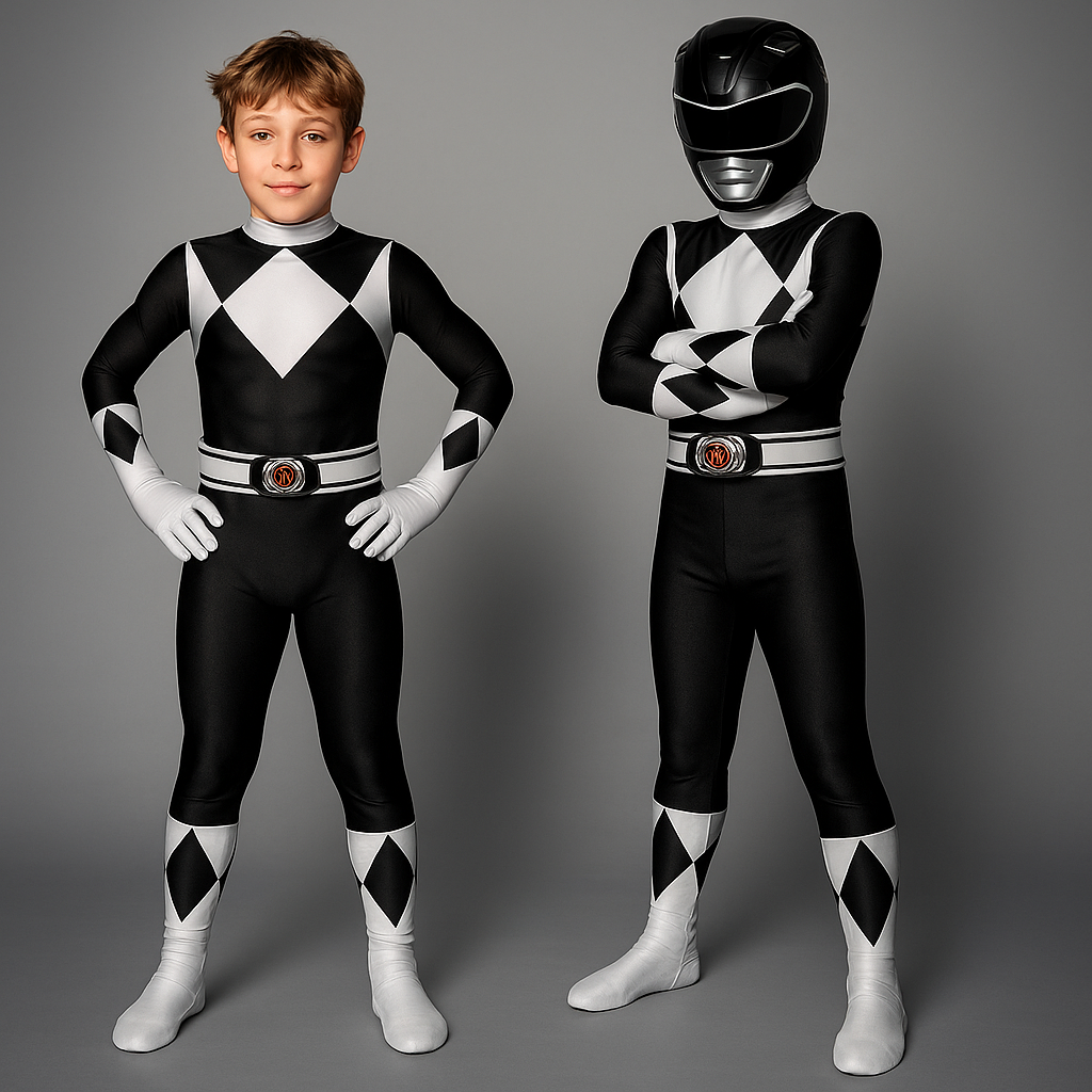 Kids Superhero Costume – Muscle Print Jumpsuit with Mask & Detachable Hood 5