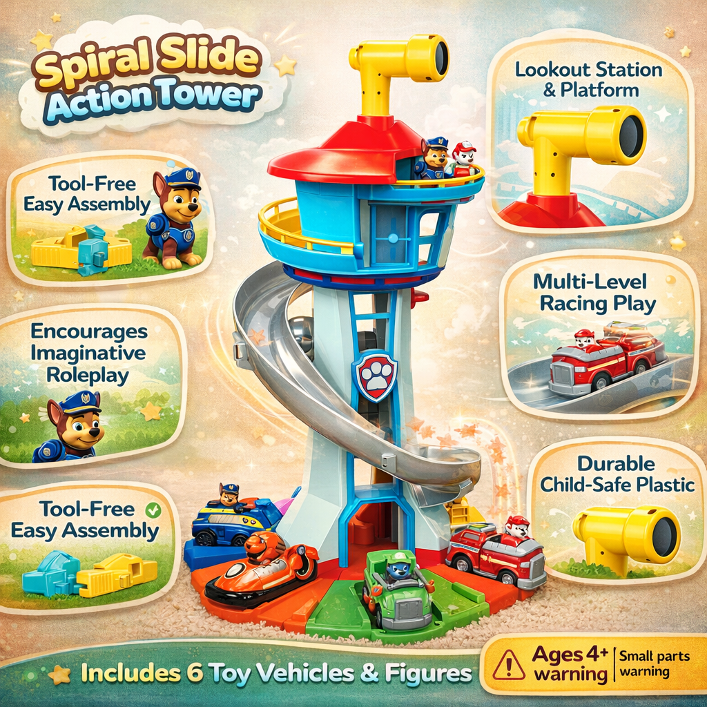 Kids Toys Playset Slide Tower Track Imaginative Car Play 4
