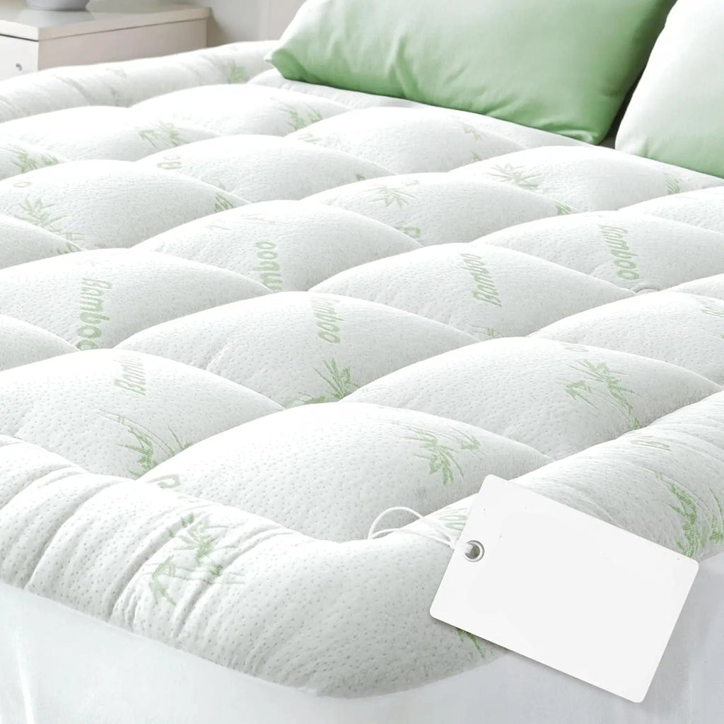 King Size Bamboo Viscose Mattress Topper | Cooling Ultra-Soft Back Pain Relief, Green 0