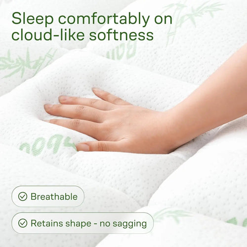 King Size Bamboo Viscose Mattress Topper | Cooling Ultra-Soft Back Pain Relief, Green 1