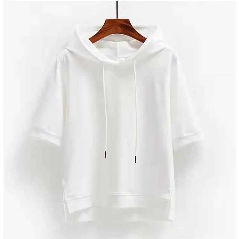 Lightweight Short-Sleeve Hoodie in Soft Cotton Blend with Relaxed Fit 1
