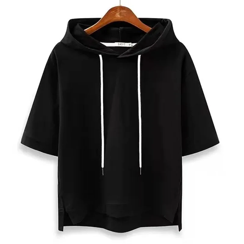 Lightweight Short-Sleeve Hoodie in Soft Cotton Blend with Relaxed Fit 2