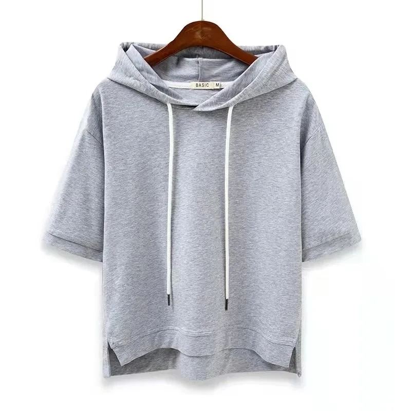 Lightweight Short-Sleeve Hoodie in Soft Cotton Blend with Relaxed Fit 3