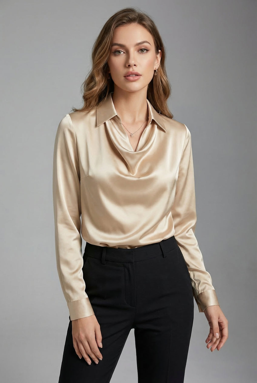 Liora | Pleated Satin Blouse 0
