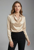 Liora | Pleated Satin Blouse 0