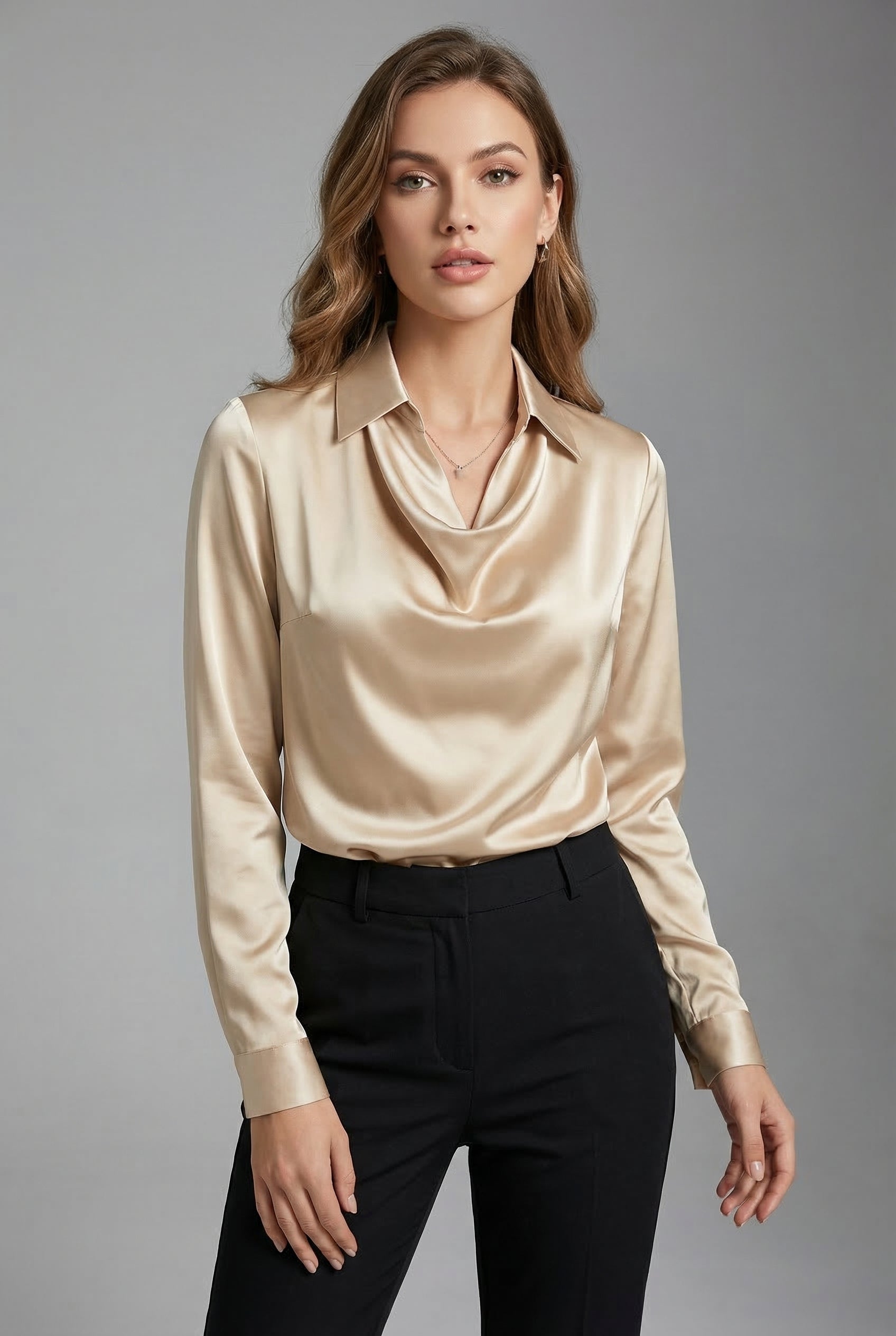 Liora | Pleated Satin Blouse 0