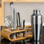Cocktail Set Stainless Steel – 10 Pieces with Shaker, Jigger and Stand