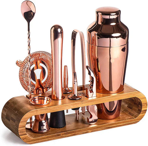 Cocktail Set Stainless Steel – 10 Pieces with Shaker, Jigger and Stand