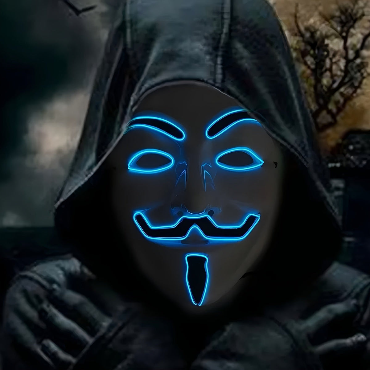 Mannen's Engeleng LED Halloween Masker | Verlichte Anonieme Cosplay 3