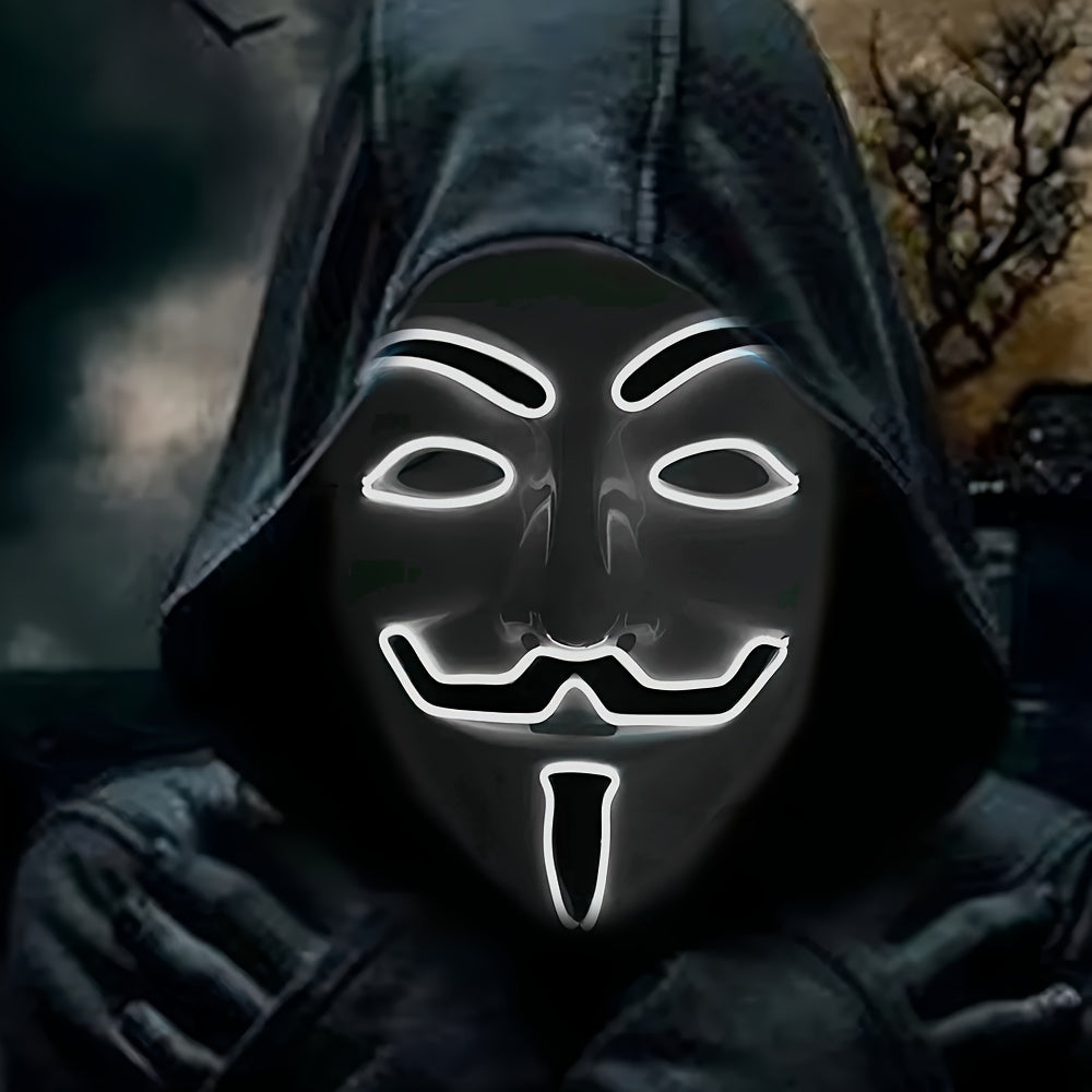 Mannen's Engeleng LED Halloween Masker | Verlichte Anonieme Cosplay 7