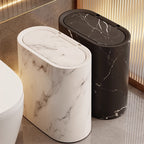 Marble Pattern Trash Can | Modern Bathroom & Kitchen Bin with Lid 9