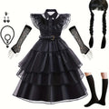 Meisjes Rimpelige Gotische Halloween Kostuum Jurk | Gelaagde Mini 0