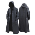 Men's Long Waterproof Raincoat with Adjustable Hood, Breathable Black Jacket 0