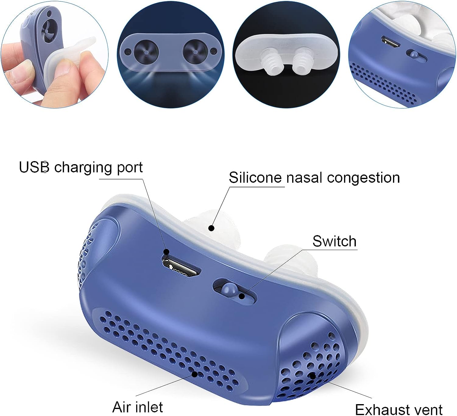 Portable Airflow Device – Compact, Silent Micro Air-Pump with Comfortable Nose Design