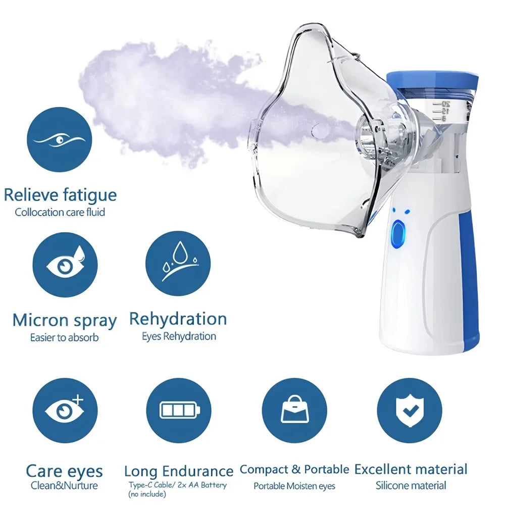 Mini Facial Steamer | Rechargeable Silent Mesh Nebulizer for Face Hydration & Skin Care, White 3
