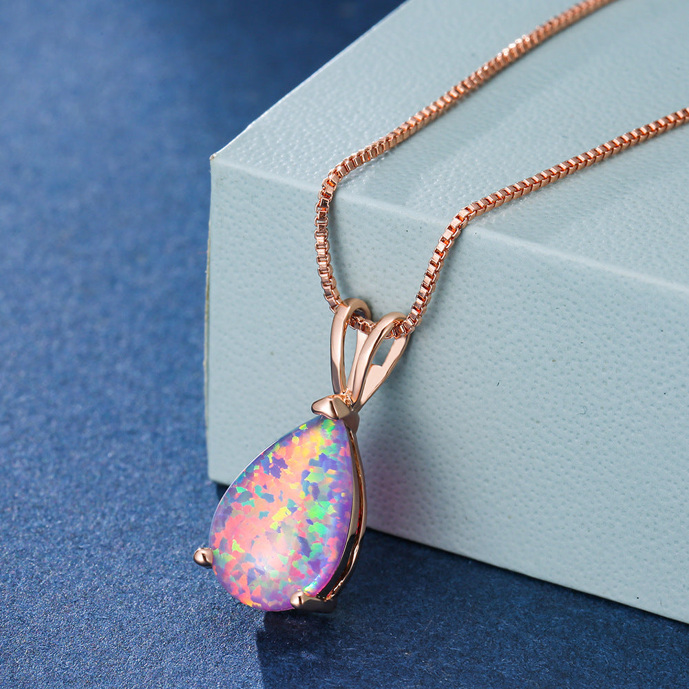 Minimalist Drop Opal Pendant Necklace - Selina 11