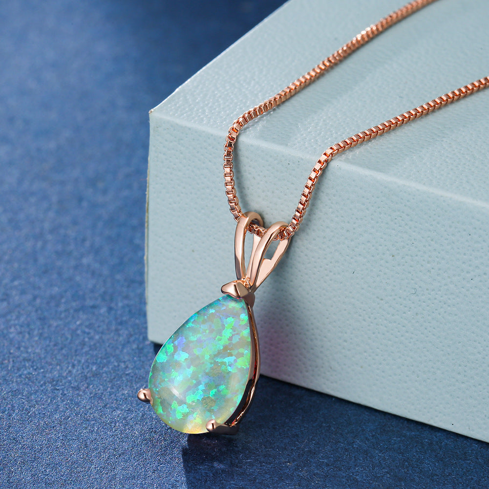 Minimalist Drop Opal Pendant Necklace - Selina 12