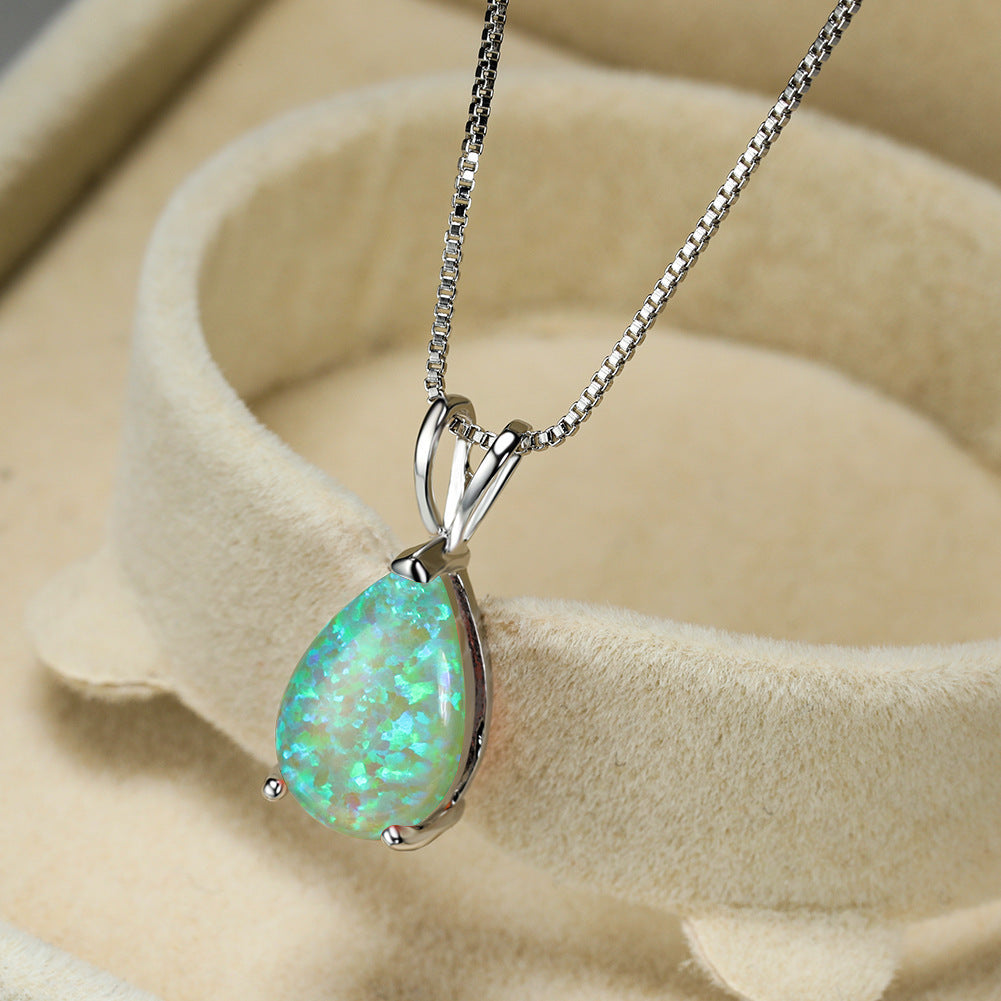 Minimalist Drop Opal Pendant Necklace - Selina 13