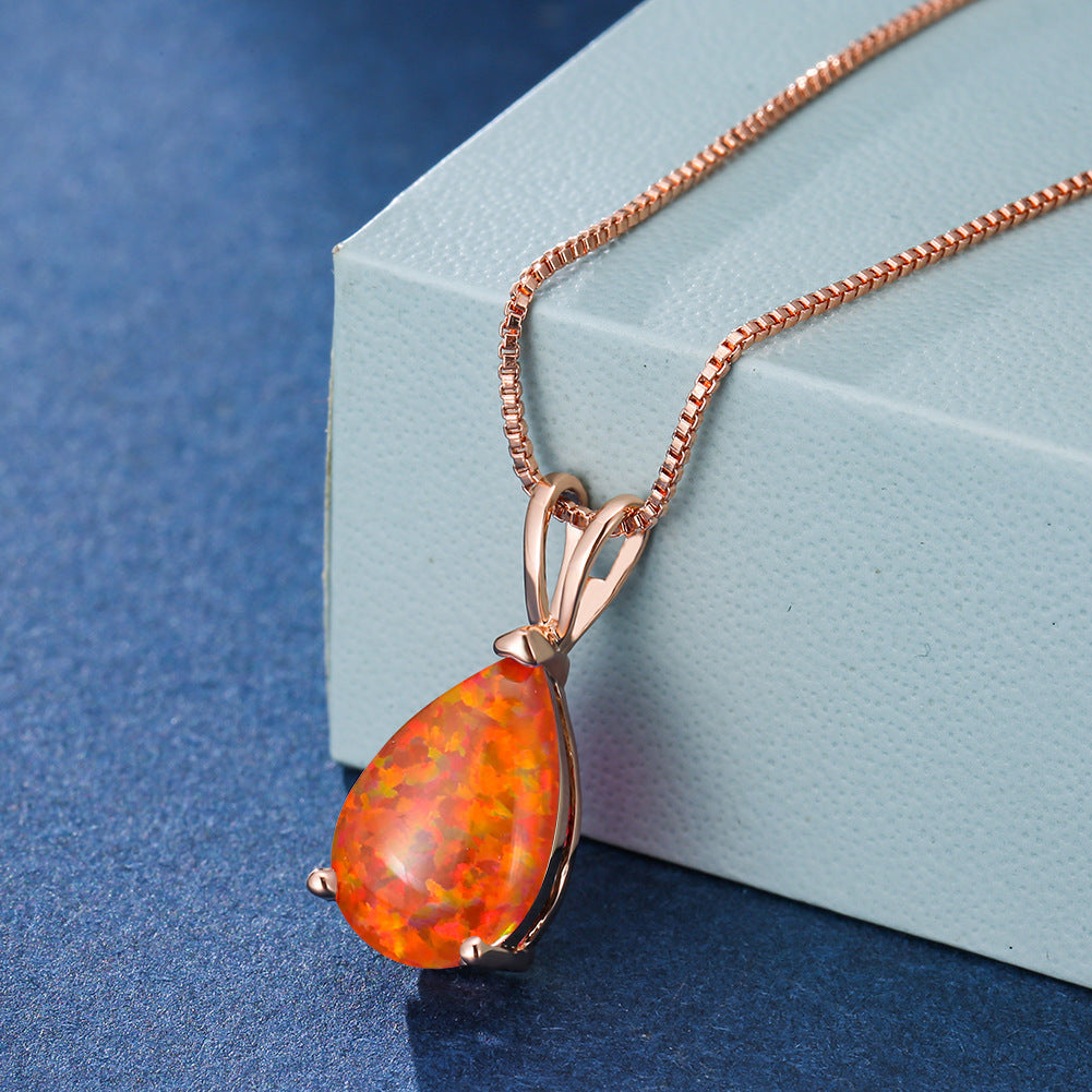 Minimalist Drop Opal Pendant Necklace - Selina 14