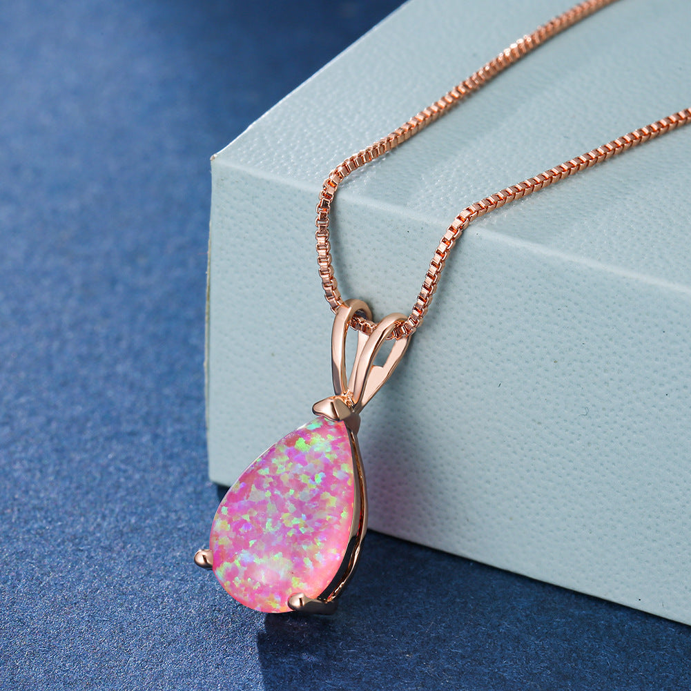 Minimalist Drop Opal Pendant Necklace - Selina 15