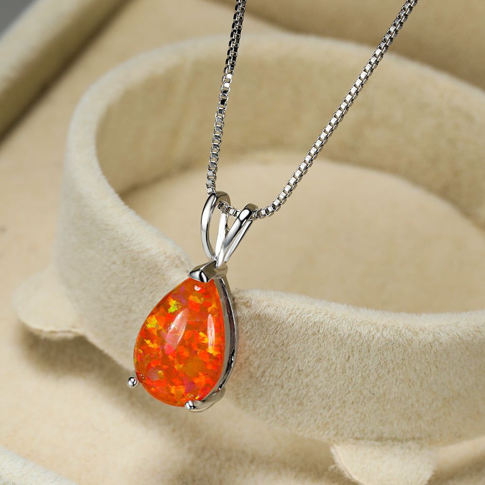 Minimalist Drop Opal Pendant Necklace - Selina 16