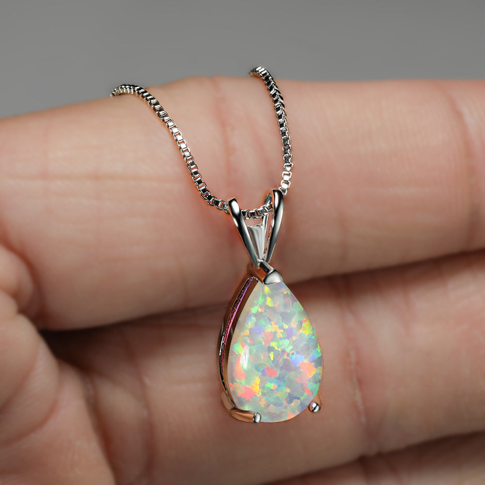 Minimalist Drop Opal Pendant Necklace - Selina 2