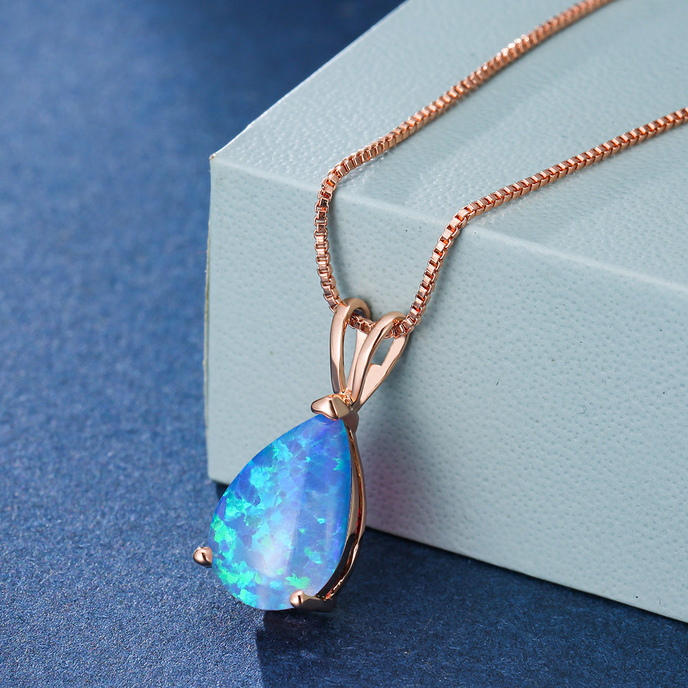Minimalist Drop Opal Pendant Necklace - Selina 4