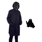Mysterieus Kapuzenkostuum Zwart met Masker & Handschoenen Unisex Halloween Cosplay Party Outfit voor Kinderen & Volwassenen | Sansoti 3