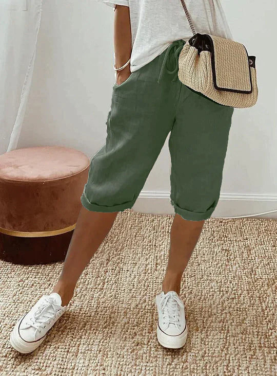 Niki | Women's Cropped Linen Drawstring Pants - Relaxed Fit 2