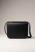 Obsidian Form | Structured Black Leather Shoulder Bag with Gold Clasp 3