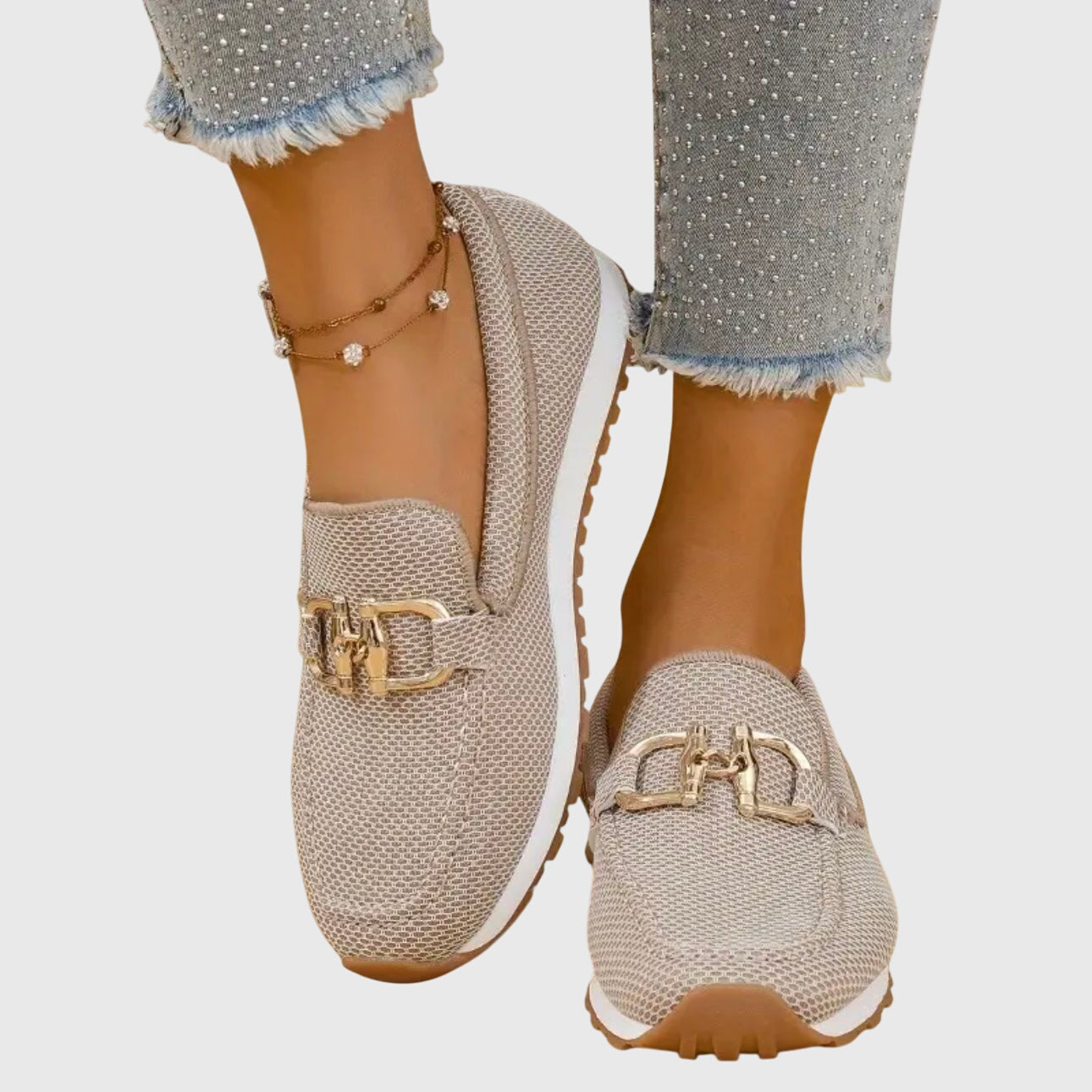 Orthopedic Slip-On Loafer Gold Horsebit Detail 1