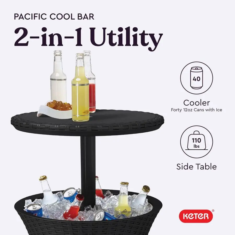 Outdoor Pop-Up Bar Table with 7.5-Gallon Hidden Cooler | All-Weather Patio & Hot Tub Side Table, Dark Grey 1