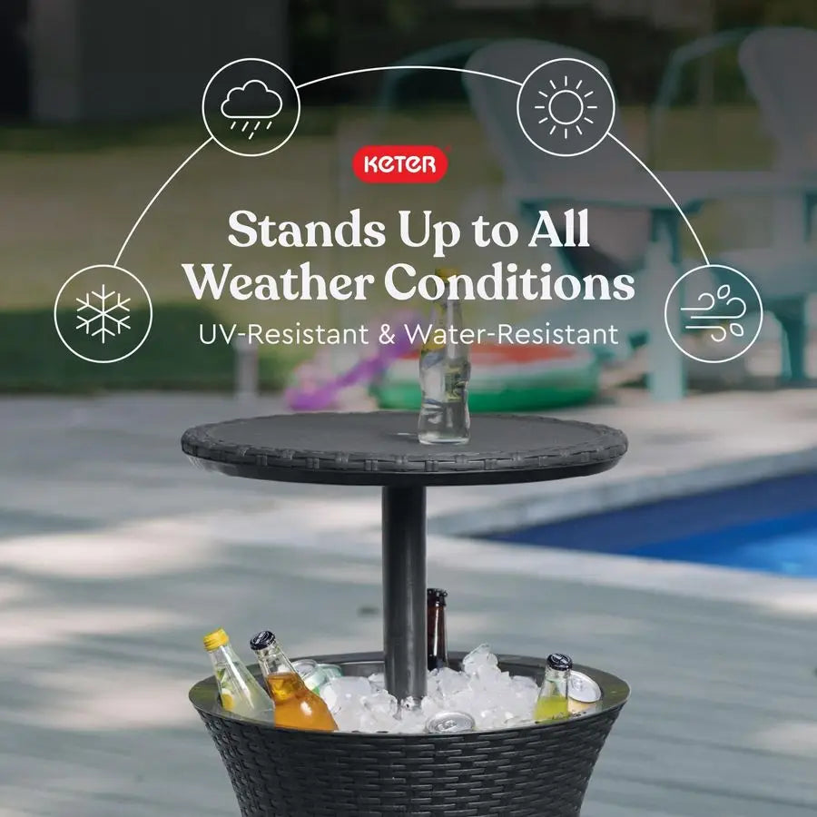 Outdoor Pop-Up Bar Table with 7.5-Gallon Hidden Cooler | All-Weather Patio & Hot Tub Side Table, Dark Grey 2