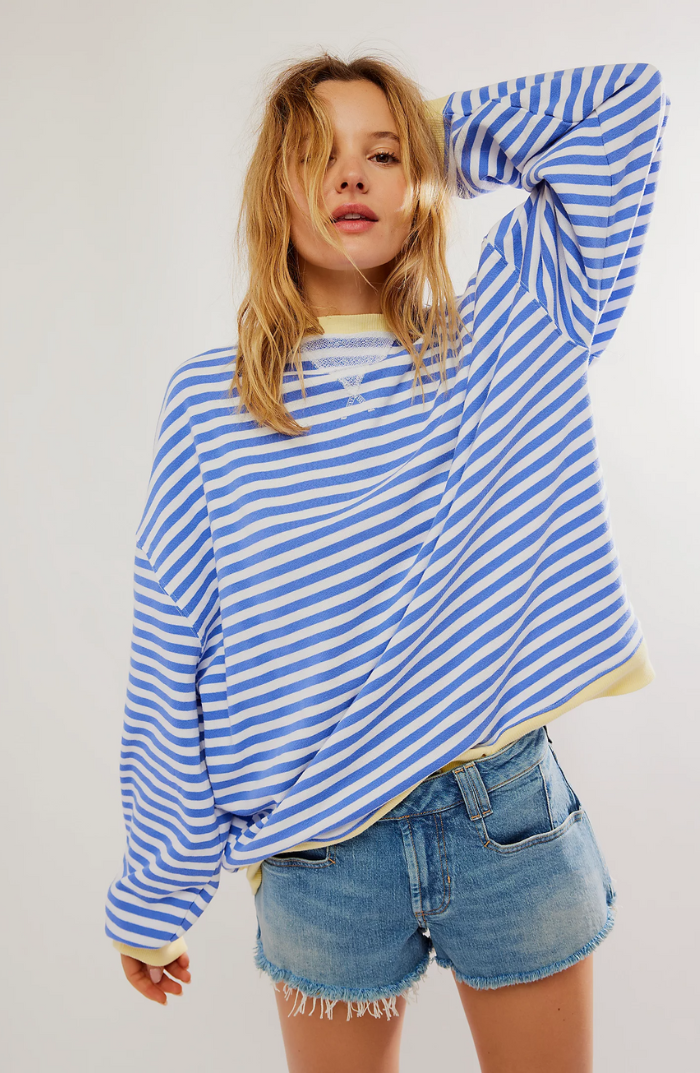 Oversized Striped Crewneck Sweatshirt 0