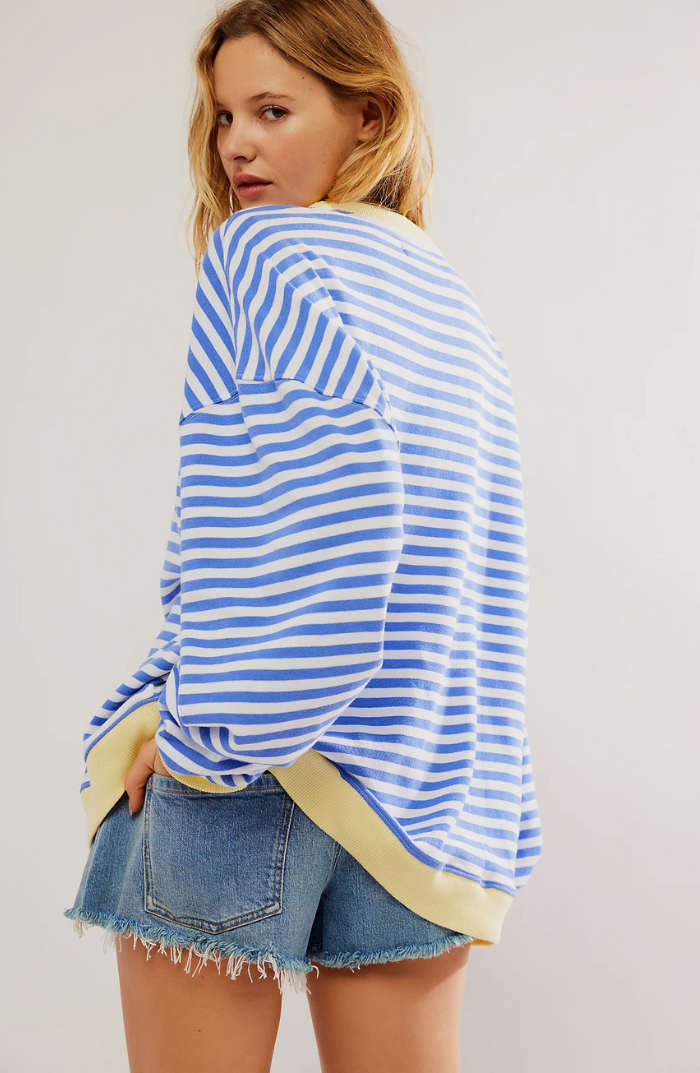 Oversized Striped Crewneck Sweatshirt 1